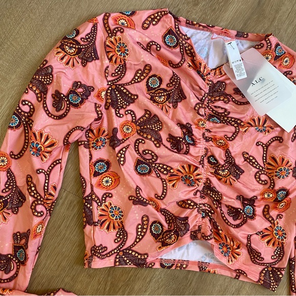 A.L.C. Ansel Rashguard Swim Top / Rosa Multi / - Picture 2 of 7